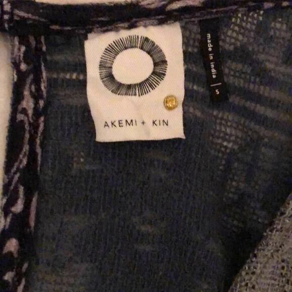 Anthropologie Akemi + Kin Indigo Blue Marcella Peasant Top size S - Picture 4 of 9